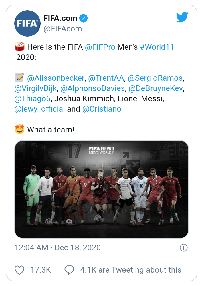 "The Best": "Yilning ramziy terma jamoasi e’lon qilindi"