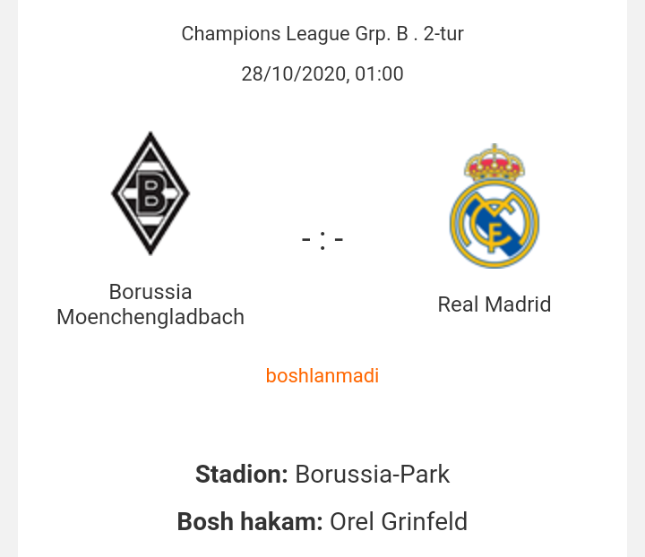 ECHL. "Borussiya M" - "Real". Asosiy tarkiblar malum bo'ldi!