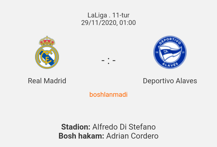 "Real Madrid" - "Alaves". Bugungi uchrashuvga bag'ishlangan prevyu